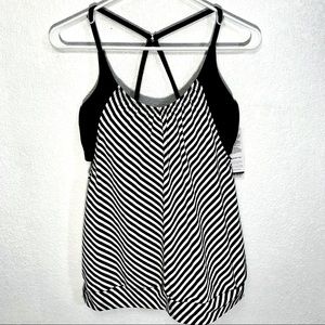 Athleta NWT Slash Stripe Blousy Tankini  |  32D/DD